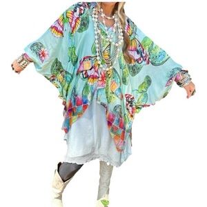 NEW A RARE BIRD cactus butterfly top in turquoise